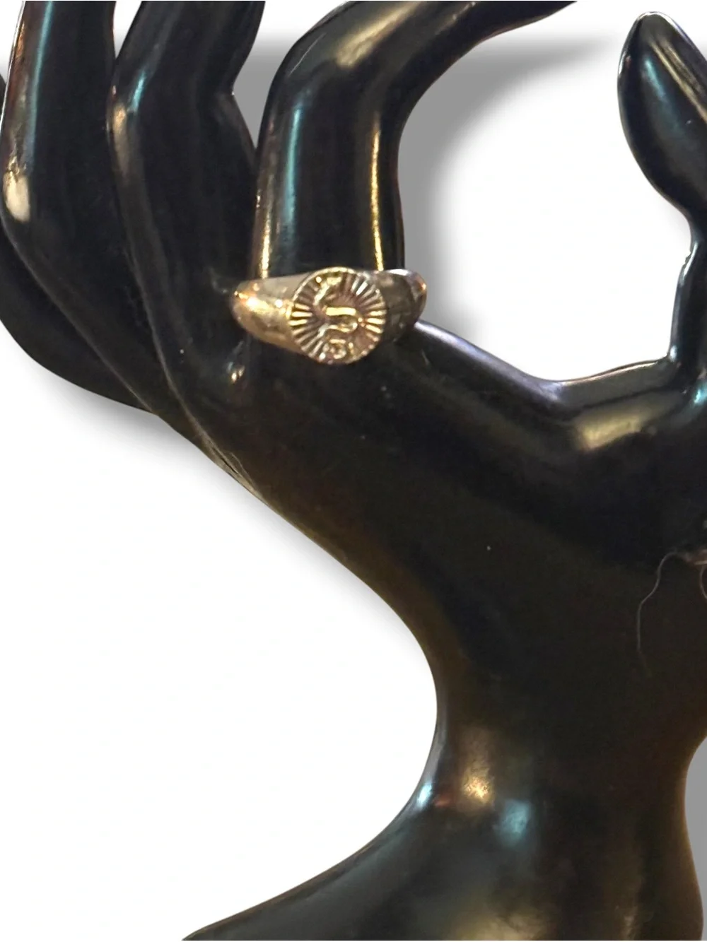 Silver tone snake signet ring